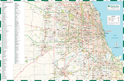 Sample of folded regional travel maps: Chicago