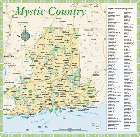 Tourism map of Mystic Country in southeastern Connecticut